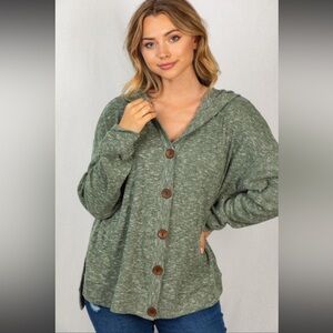 White Birch Women’s Olive Lightweight Button-Up Cardigan Size M